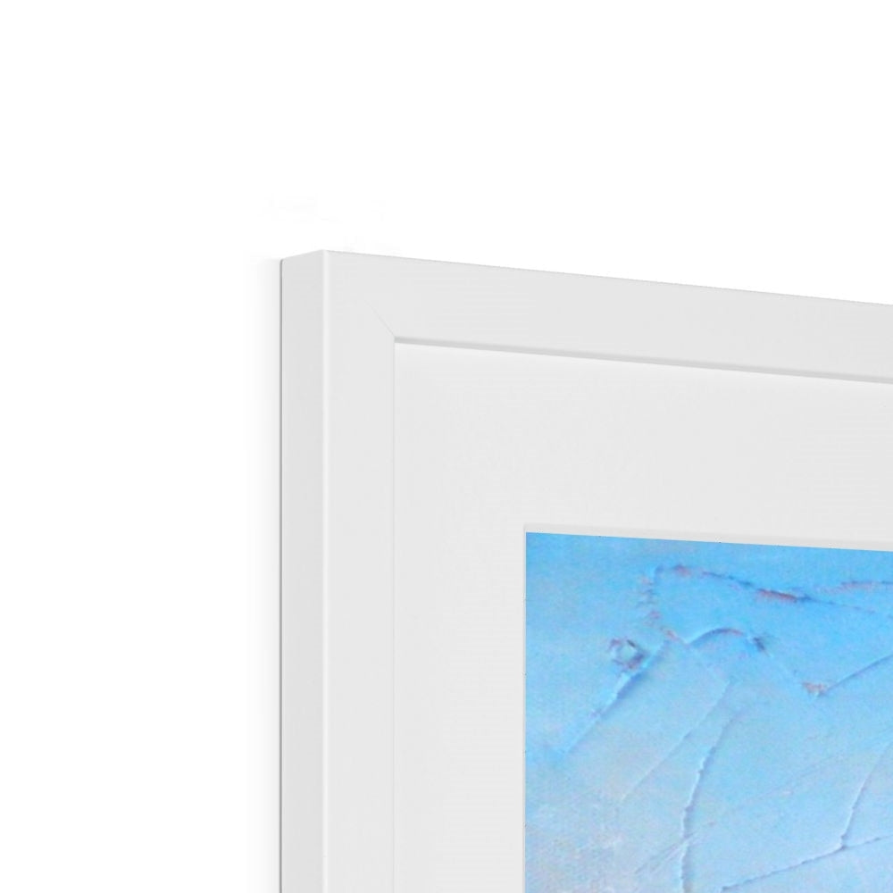White frame with blue abstract Winter In Amsterdam art print