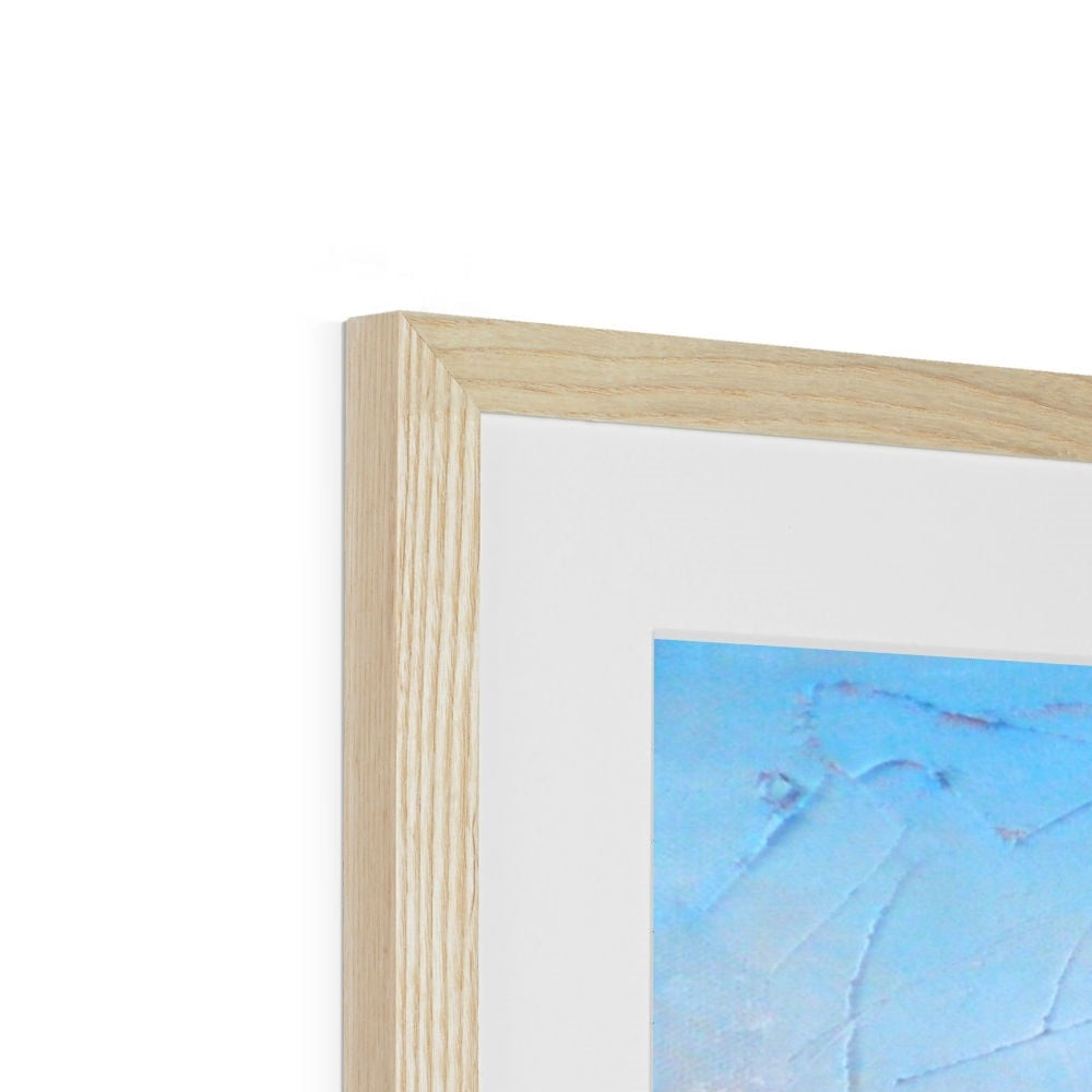 Light oak frame with white mat and abstract blue Winter in Amsterdam print