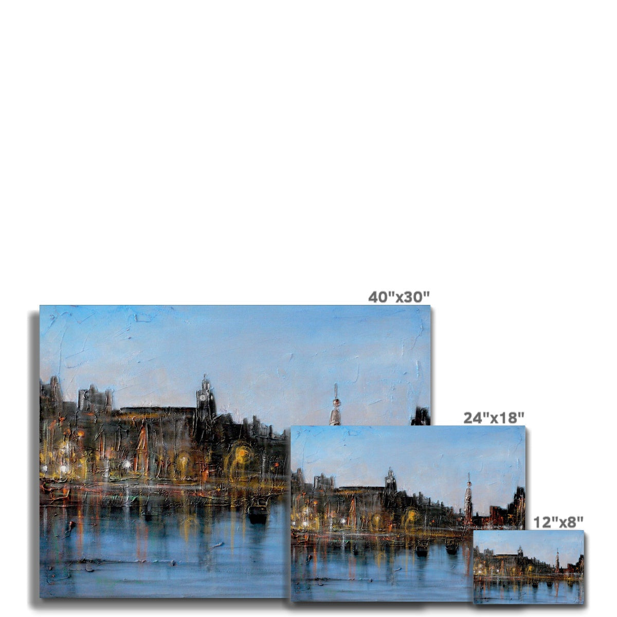 Winter in Amsterdam 40x30 inch canvas print cityscape at night