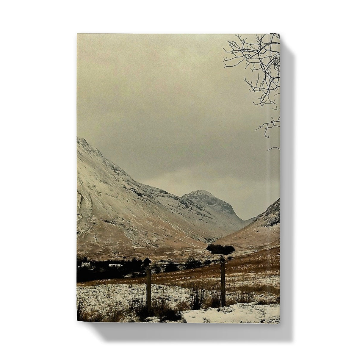 Winter In Glencoe journal with snowy mountain canvas print