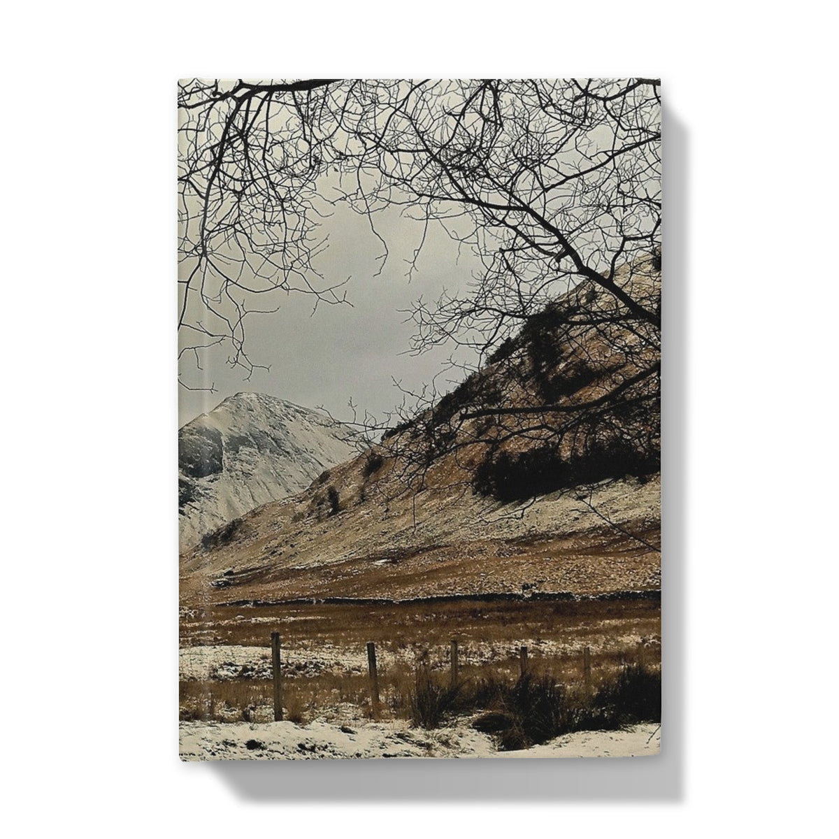 Winter In Glencoe journal with canvas mountain landscape art