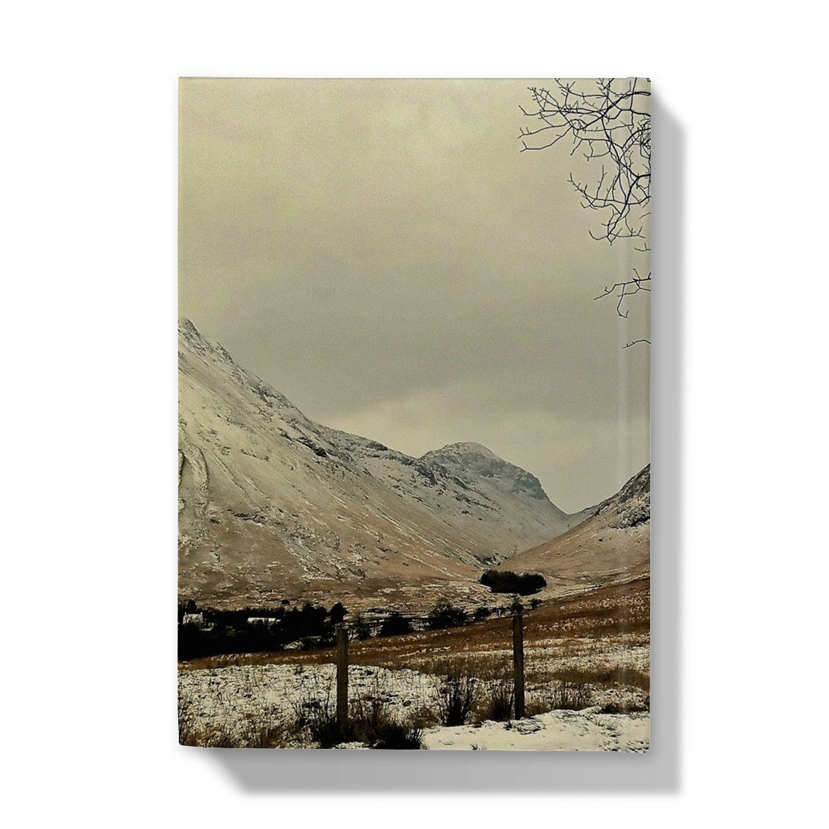 Winter In Glencoe journal with canvas mountain landscape art