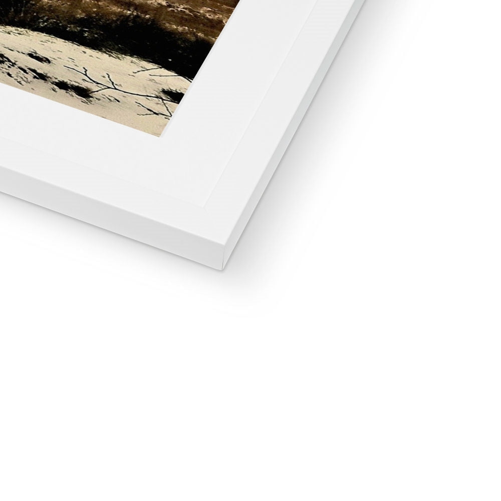 White matte frame with black and brown abstract Winter In Glencoe print