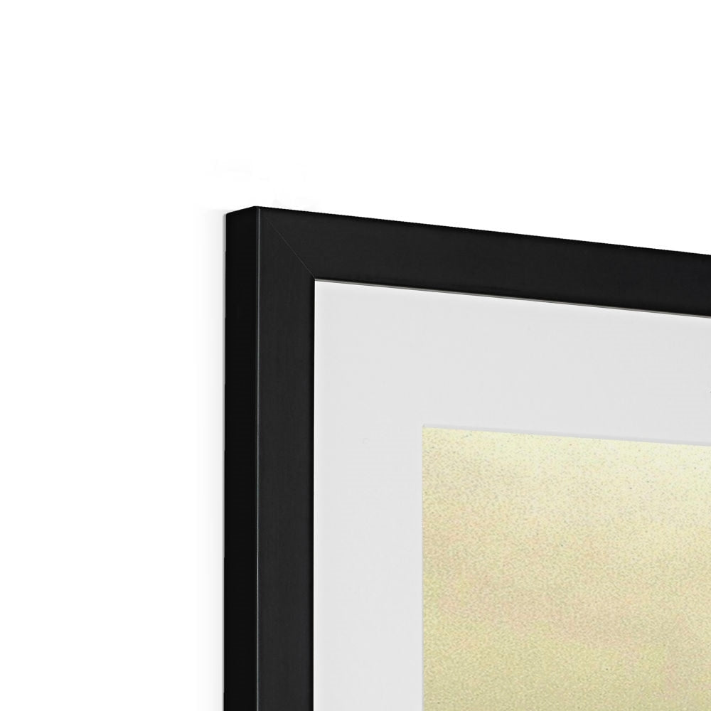 Black matte frame with white mat and abstract Winter In Glencoe print