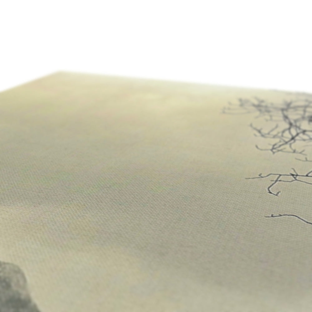 Light gray stone wall with tree branches in Winter Glencoe print