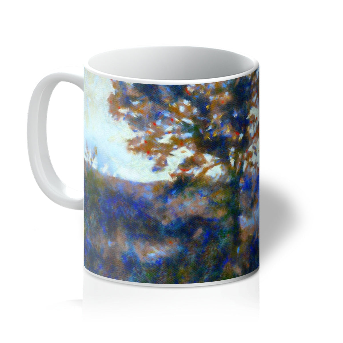 Ceramic A Winter Highland Tree Mug with autumn leaves design