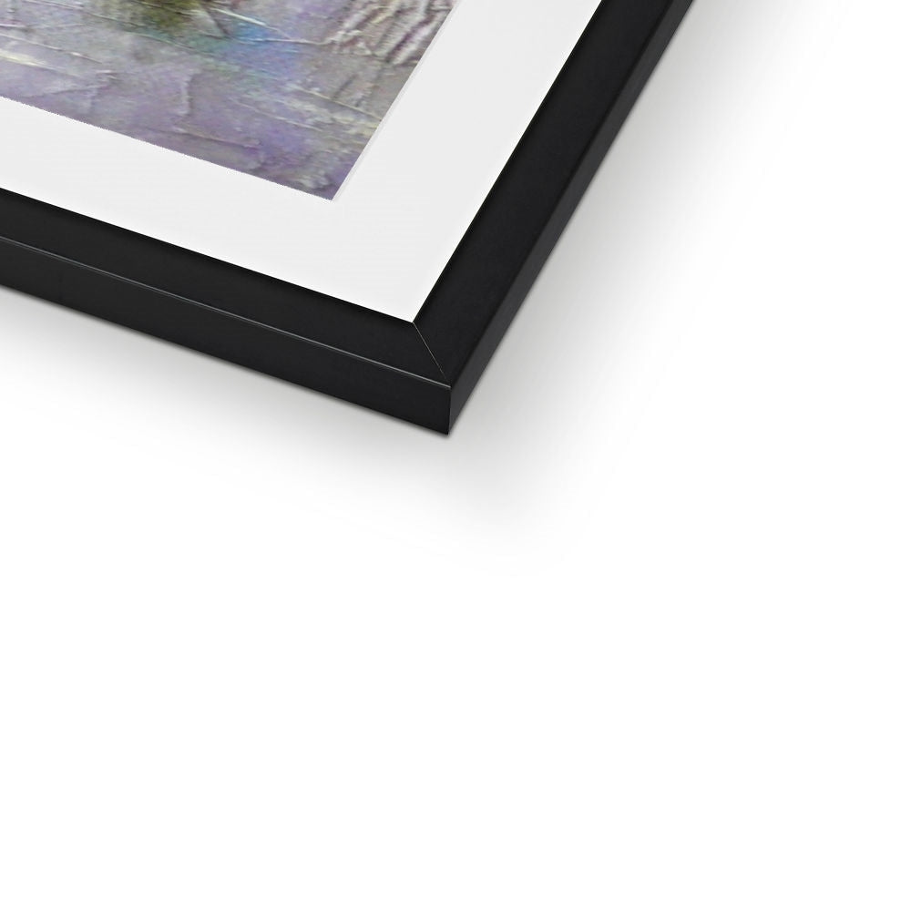 Black matte frame with white mat and Winter Wood Fontainebleau abstract print