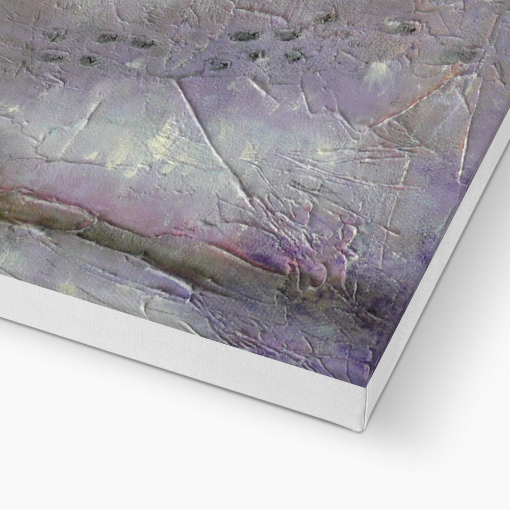 Lavender silver textured canvas art print with metallic finish