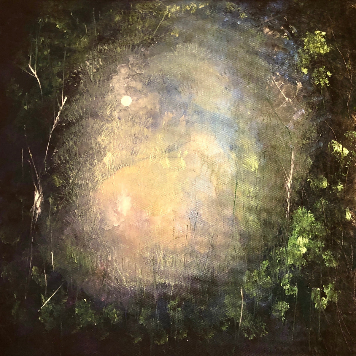 A Moonlit Wood ii - Original Impressionistic Painting On Canvas