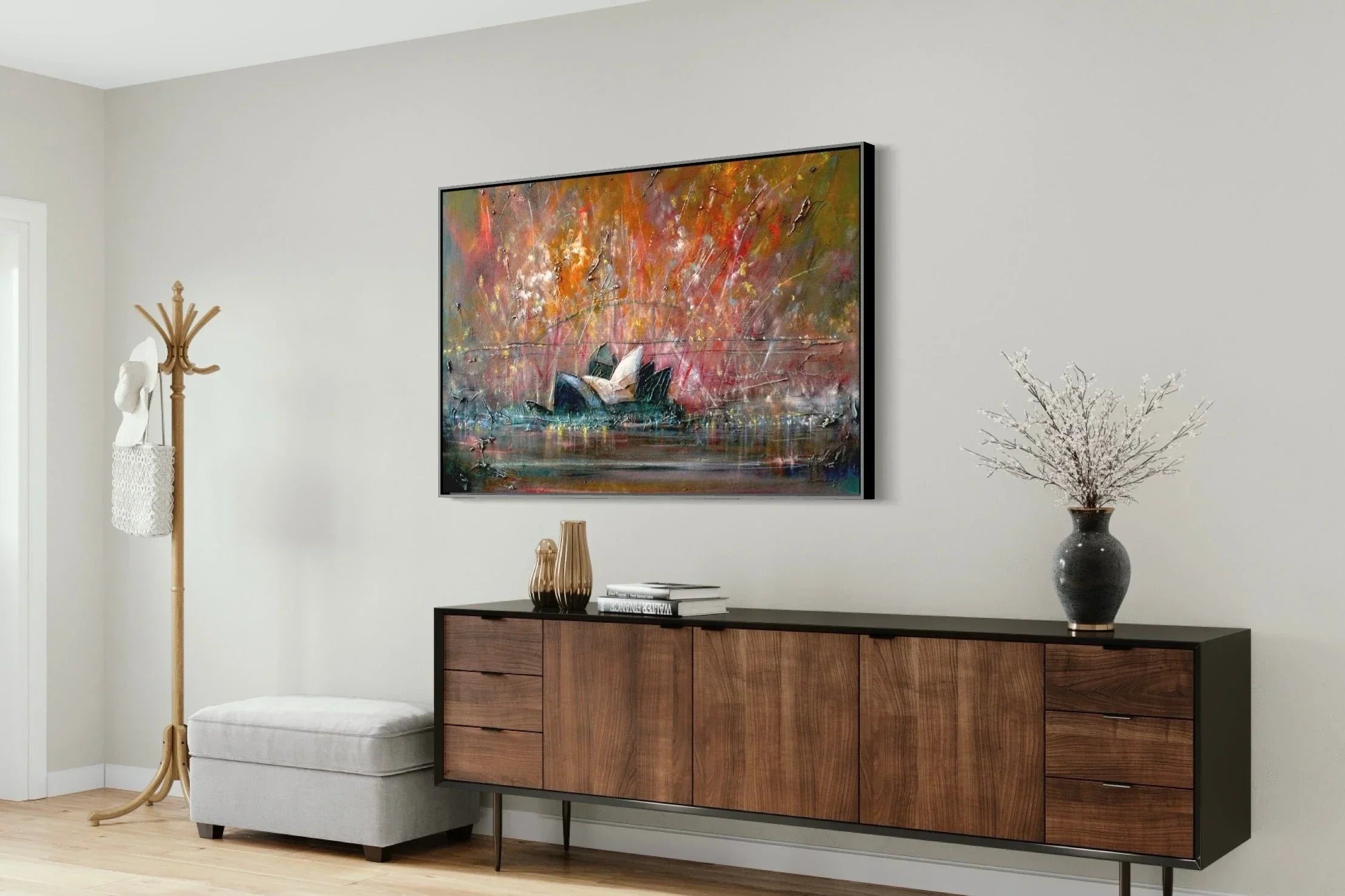Abstract cityscape painting from Worldwide Cityscape Prints collection featuring New York and Toronto.