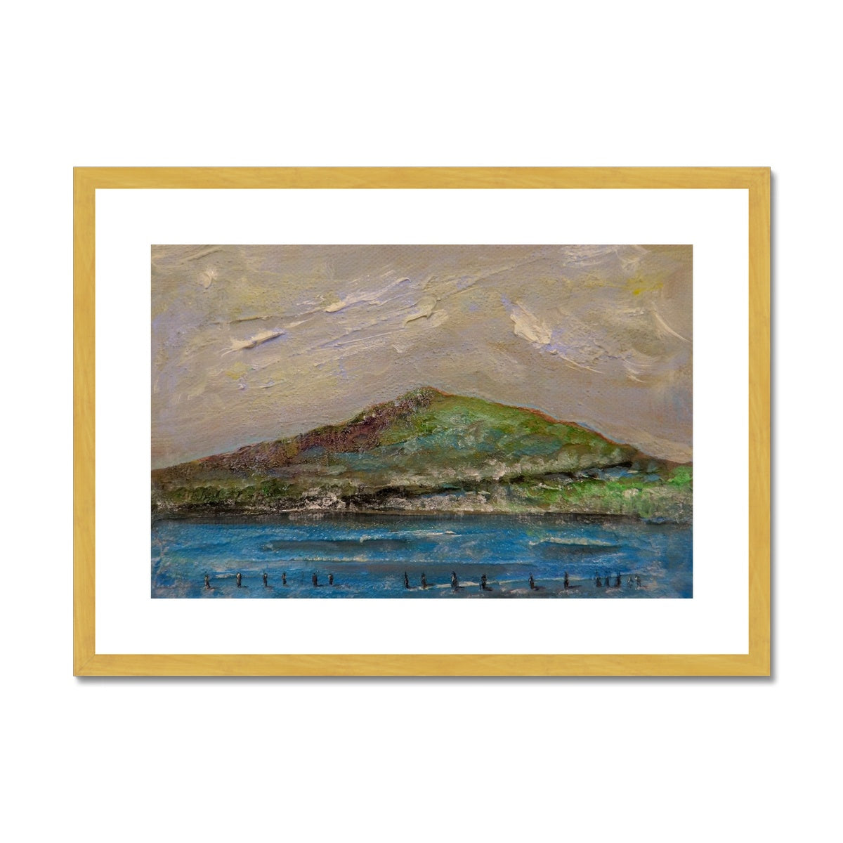 Ben Lomond iii Painting | Antique Framed & Mounted Prints From Scotland-Antique Framed & Mounted Prints-Scottish Lochs & Mountains Art Gallery-A2 Landscape-Gold Frame-Paintings, Prints, Homeware, Art Gifts From Scotland By Scottish Artist Kevin Hunter