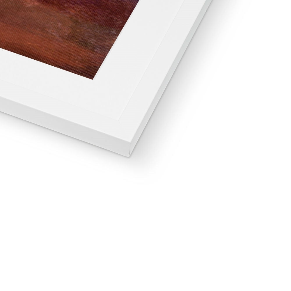 White matte frame with brown Calgary Beach Sunset Mull artwork
