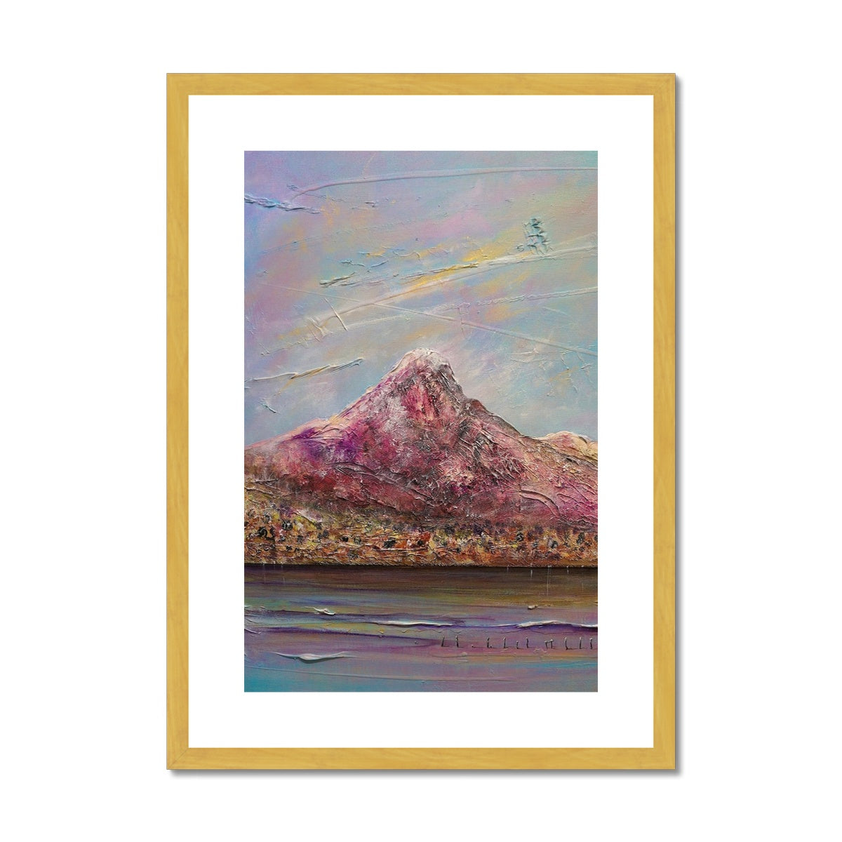 Ben Lomond Painting | Antique Framed & Mounted Prints From Scotland-Antique Framed & Mounted Prints-Scottish Lochs & Mountains Art Gallery-A2 Portrait-Gold Frame-Paintings, Prints, Homeware, Art Gifts From Scotland By Scottish Artist Kevin Hunter