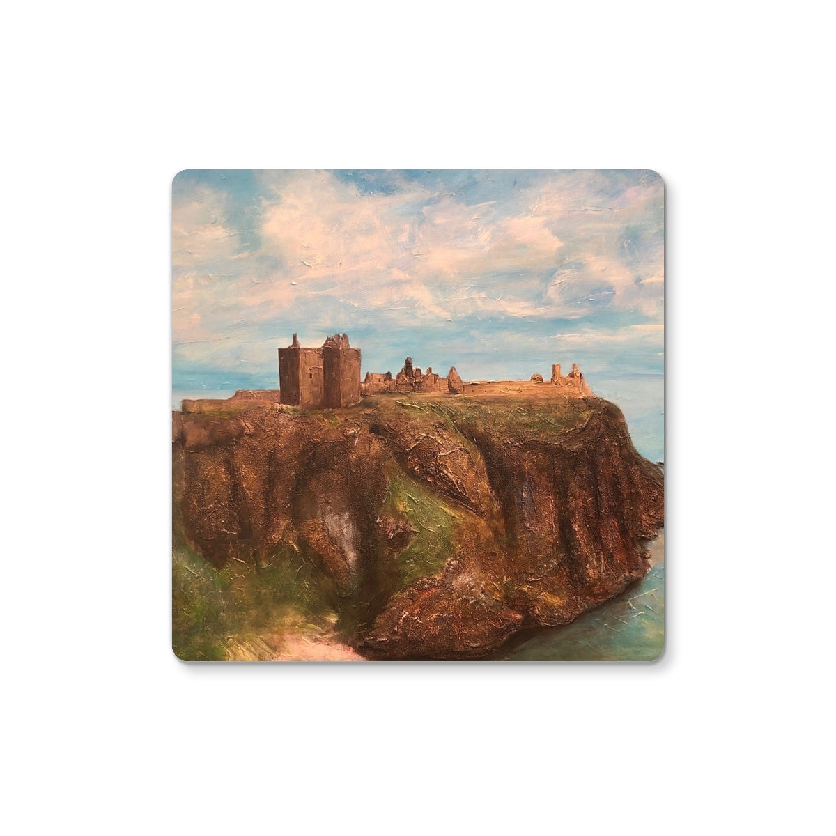 Dunnottar Castle Art Gifts Coaster-Homeware-Prodigi-Single Coaster-Paintings, Prints, Homeware, Art Gifts From Scotland By Scottish Artist Kevin Hunter