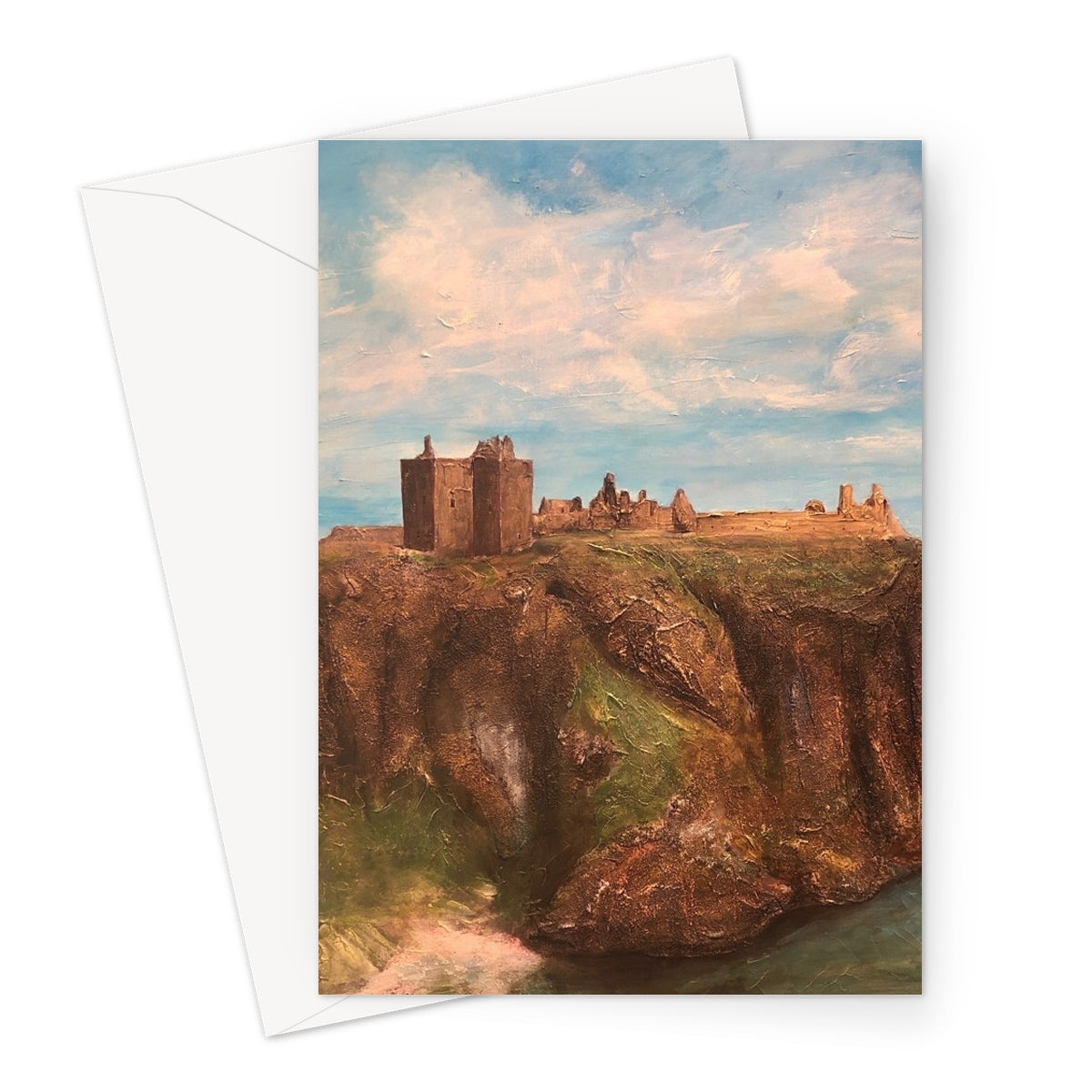 Dunnottar Castle Art Gifts Greeting Card-Stationery-Prodigi-A5 Portrait-1 Card-Paintings, Prints, Homeware, Art Gifts From Scotland By Scottish Artist Kevin Hunter