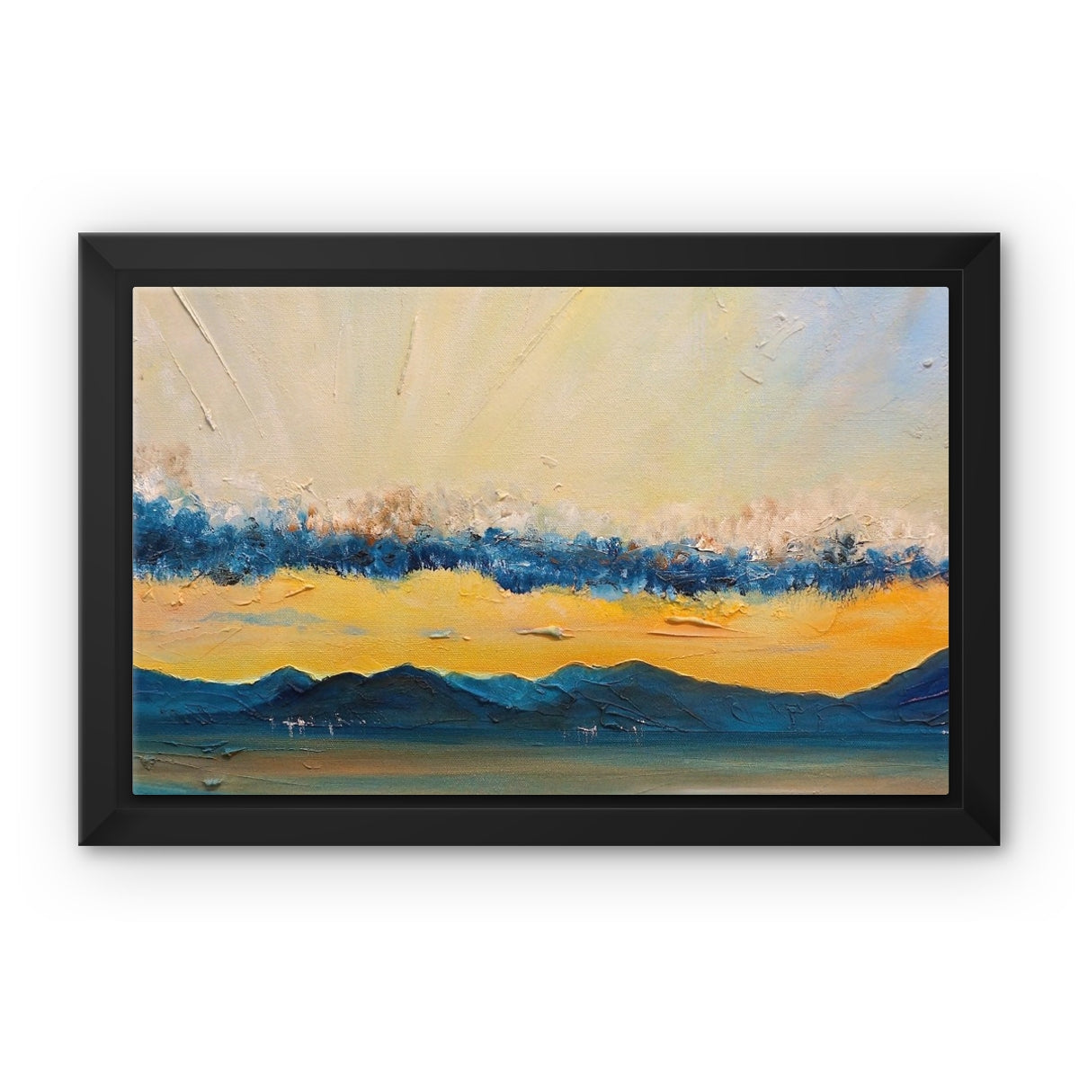 River Clyde From Skelmorlie Painting | Framed Canvas From Scotland-Floating Framed Canvas Prints-River Clyde Art Gallery-Paintings, Prints, Homeware, Art Gifts From Scotland By Scottish Artist Kevin Hunter