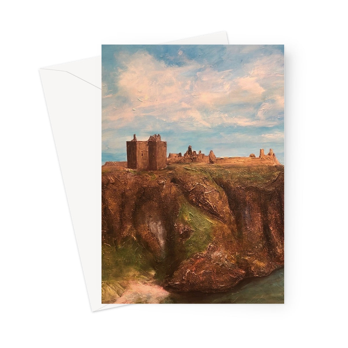 Dunnottar Castle Art Gifts Greeting Card-Stationery-Prodigi-5"x7"-1 Card-Paintings, Prints, Homeware, Art Gifts From Scotland By Scottish Artist Kevin Hunter