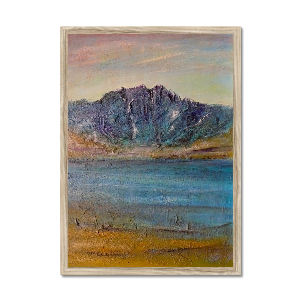 Torridon Painting | Framed Prints From Scotland-Framed Prints-Scottish Lochs & Mountains Art Gallery-A2 Portrait-Natural Frame-Paintings, Prints, Homeware, Art Gifts From Scotland By Scottish Artist Kevin Hunter
