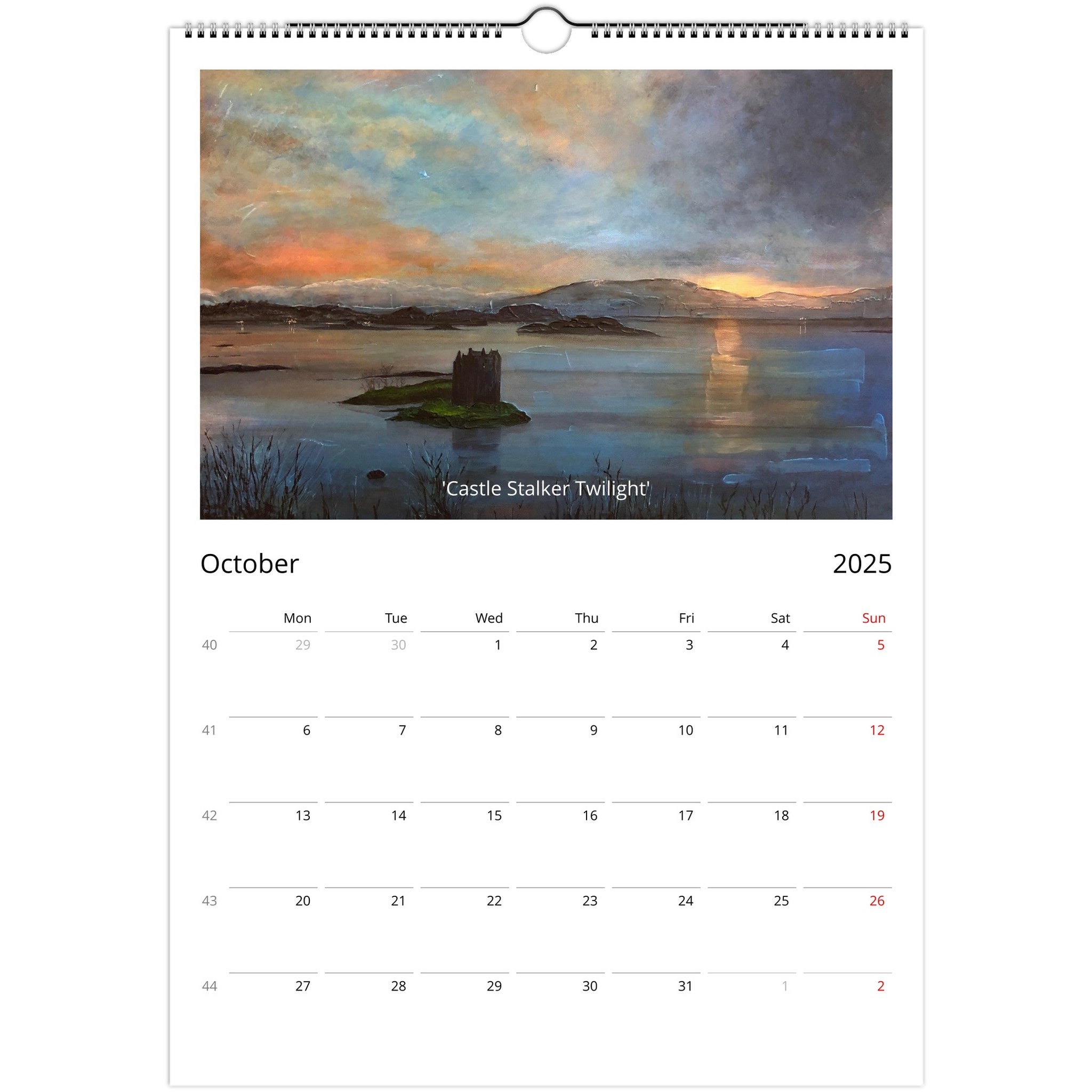 2025 A3 Art Calendar | Hunter Scottish Artist | Hunter Scottish Artist | Paintings, Prints, Homeware and Art Gifts From Scotland By Scottish Artist Kevin Hunter