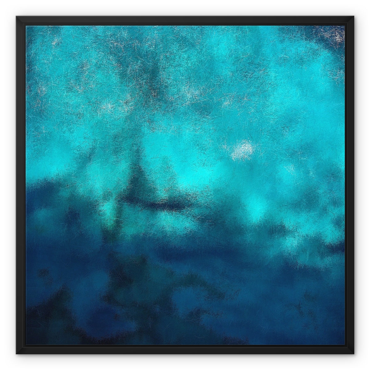 Diving Off Kos Greece Painting | Framed Canvas From Scotland-Floating Framed Canvas Prints-World Art Gallery-24"x24"-Black Frame-Paintings, Prints, Homeware, Art Gifts From Scotland By Scottish Artist Kevin Hunter