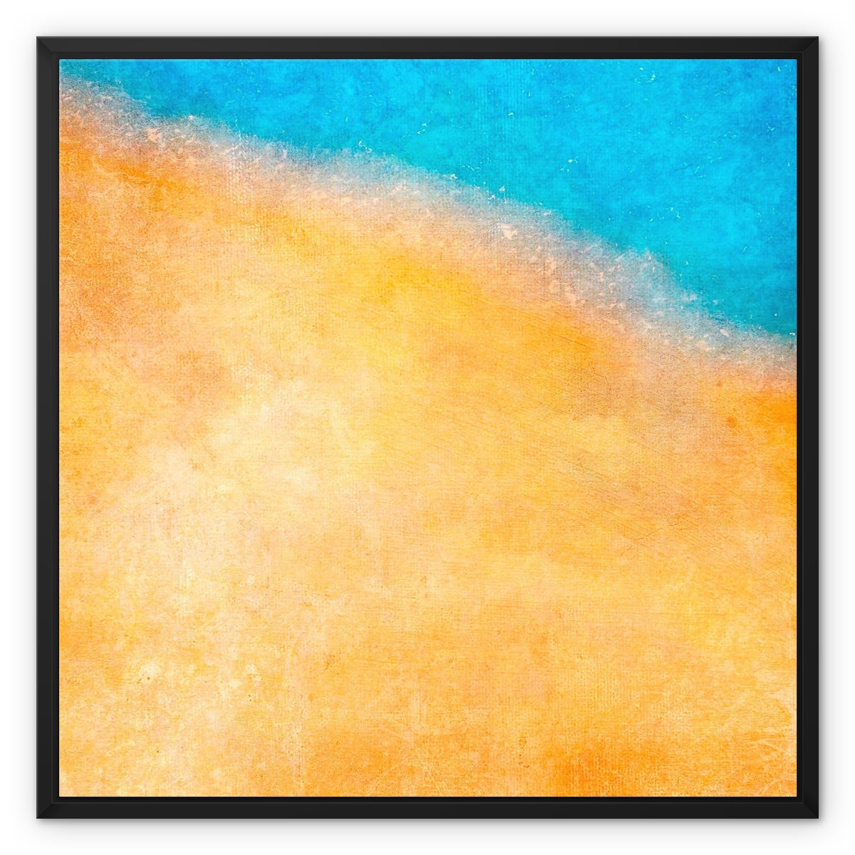 The Shoreline Abstract Painting | Framed Canvas From Scotland-Floating Framed Canvas Prints-Abstract & Impressionistic Art Gallery-24"x24"-Black Frame-Paintings, Prints, Homeware, Art Gifts From Scotland By Scottish Artist Kevin Hunter