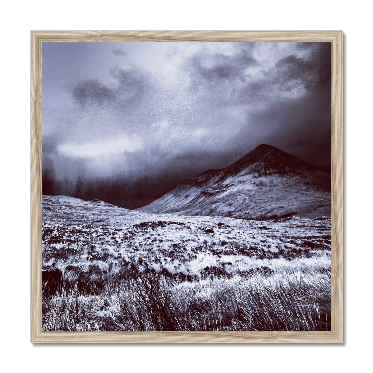 A Brooding Glen Varagil Skye Painting | Framed Prints From Scotland-Framed Prints-Skye Art Gallery-20"x20"-Natural Frame-Paintings, Prints, Homeware, Art Gifts From Scotland By Scottish Artist Kevin Hunter