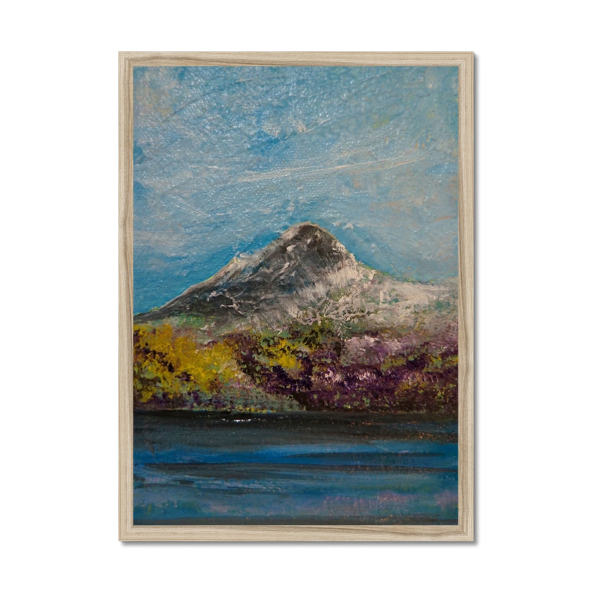 Ben Lomond ii Painting | Framed Prints From Scotland-Framed Prints-Scottish Lochs & Mountains Art Gallery-A2 Portrait-Natural Frame-Paintings, Prints, Homeware, Art Gifts From Scotland By Scottish Artist Kevin Hunter