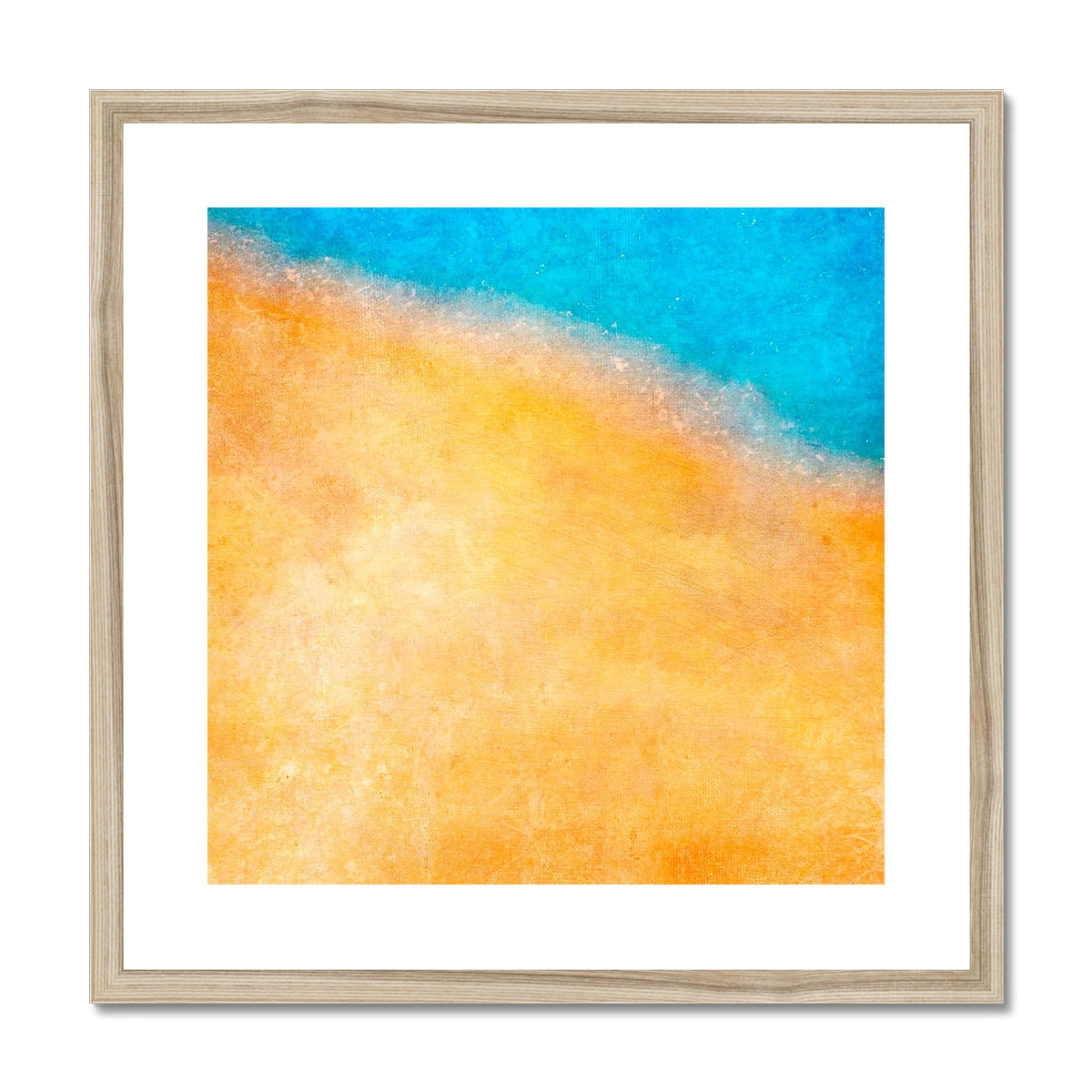The Shoreline Abstract Painting | Framed & Mounted Prints From Scotland-Framed & Mounted Prints-Abstract & Impressionistic Art Gallery-20"x20"-Natural Frame-Paintings, Prints, Homeware, Art Gifts From Scotland By Scottish Artist Kevin Hunter