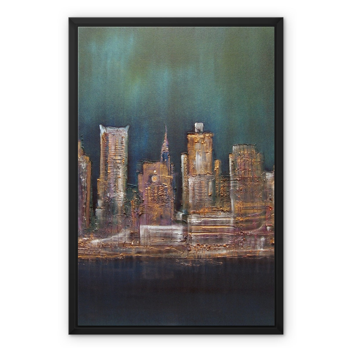 New York West Side Painting | Framed Canvas From Scotland-Floating Framed Canvas Prints-World Art Gallery-18"x24"-Black Frame-Paintings, Prints, Homeware, Art Gifts From Scotland By Scottish Artist Kevin Hunter