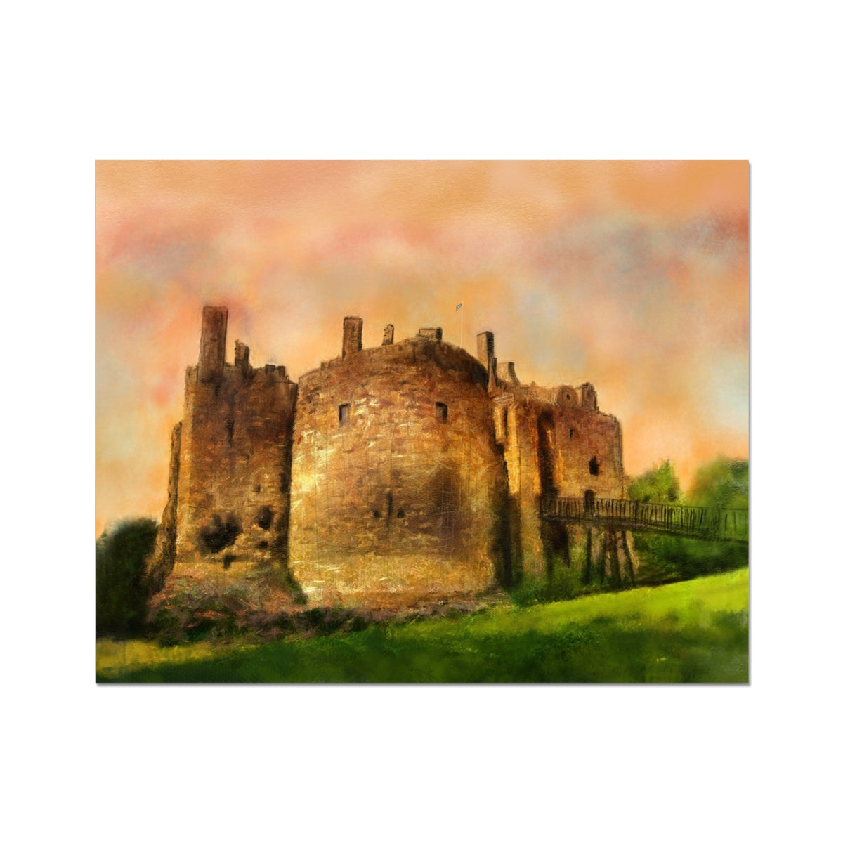 Dirleton Castle Gardens medieval stone wall art print