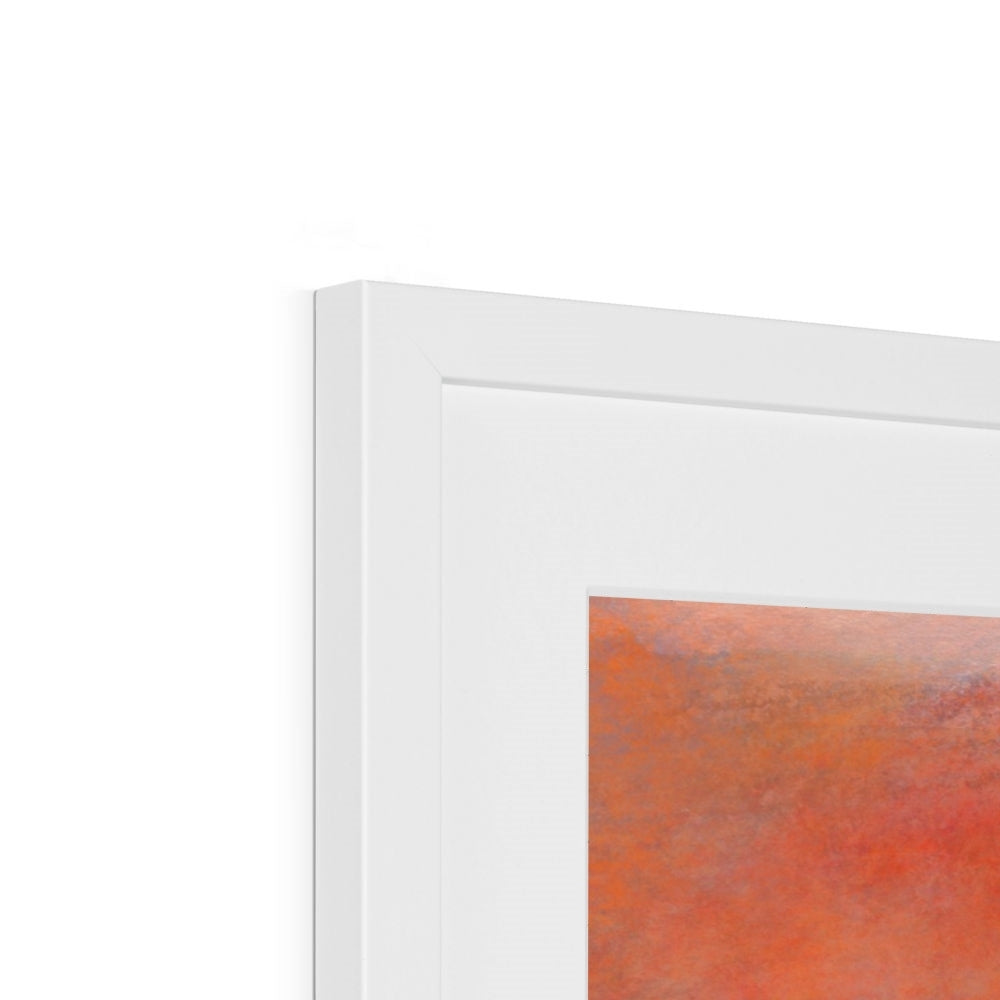 White rectangular frame with orange abstract Linlithgow Palace sunset print