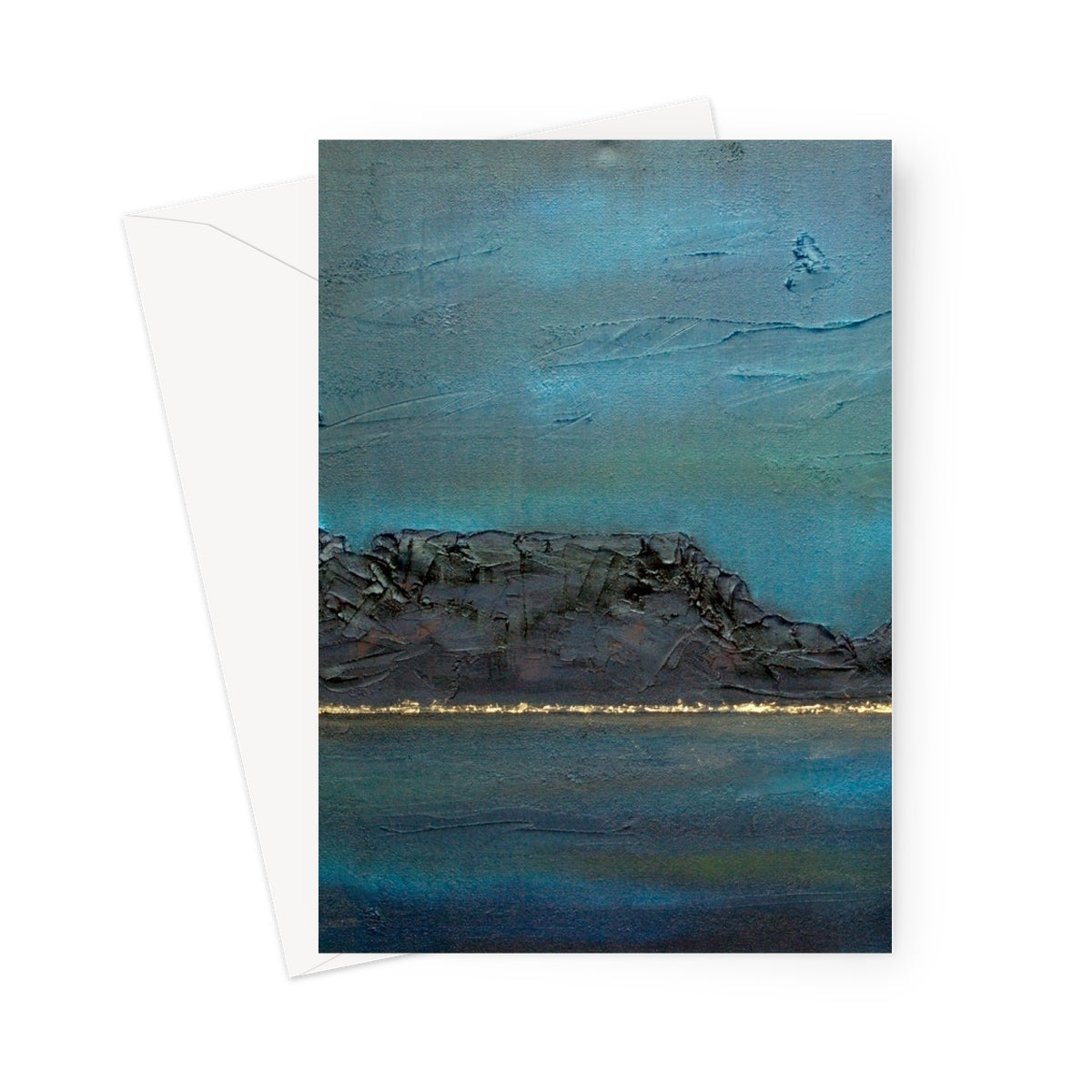 Blue and gray abstract Table Mountain South Africa greeting card