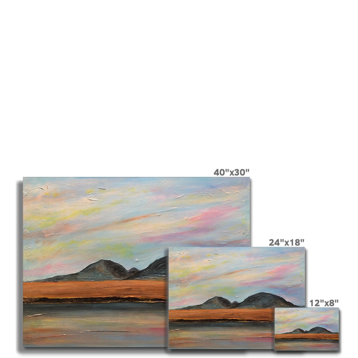 Jura Dawn Canvas: 40x30 landscape painting of mountains at sunset