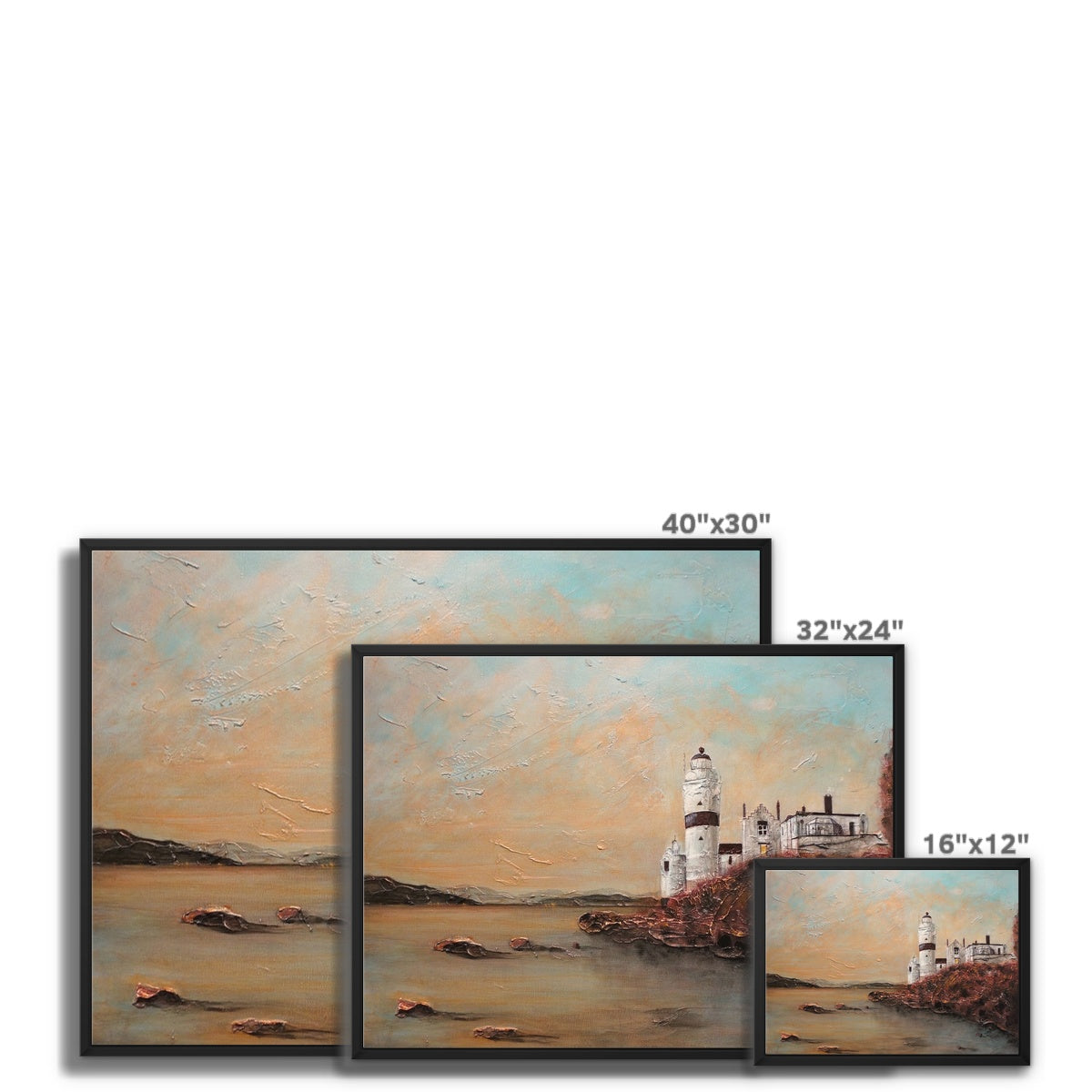 Cloch Lighthouse Dawn Painting | Framed Canvas From Scotland-Floating Framed Canvas Prints-River Clyde Art Gallery-Paintings, Prints, Homeware, Art Gifts From Scotland By Scottish Artist Kevin Hunter