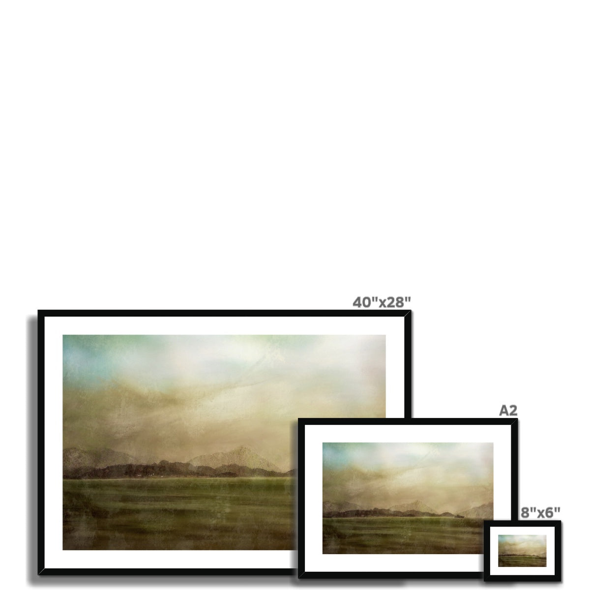 Mull Mist 40x28 inch framed landscape print in muted earth tones