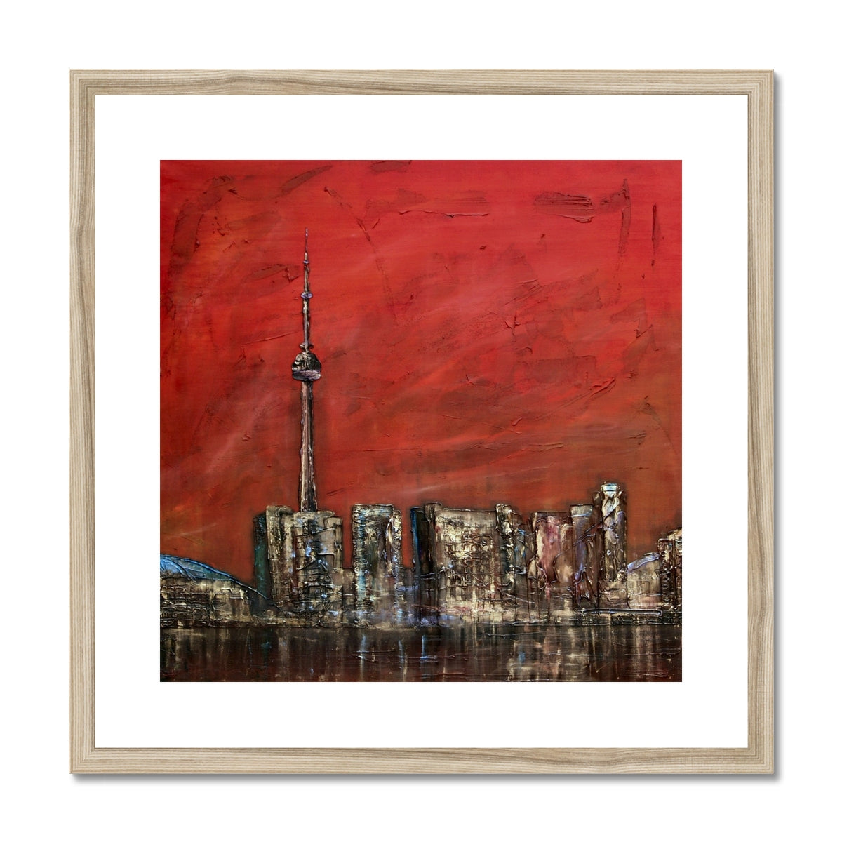 Toronto Sunset Painting | Framed & Mounted Prints From Scotland-Framed & Mounted Prints-World Art Gallery-20"x20"-Natural Frame-Paintings, Prints, Homeware, Art Gifts From Scotland By Scottish Artist Kevin Hunter