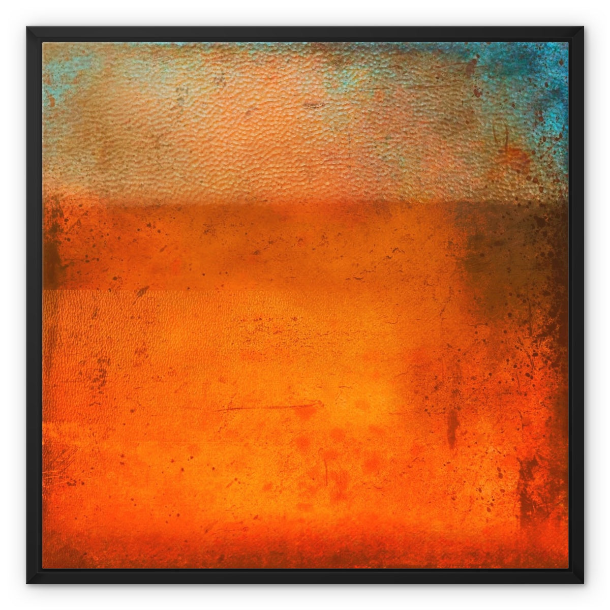 Sunset Horizon Abstract Painting | Framed Canvas From Scotland-Floating Framed Canvas Prints-Abstract & Impressionistic Art Gallery-24"x24"-Black Frame-Paintings, Prints, Homeware, Art Gifts From Scotland By Scottish Artist Kevin Hunter