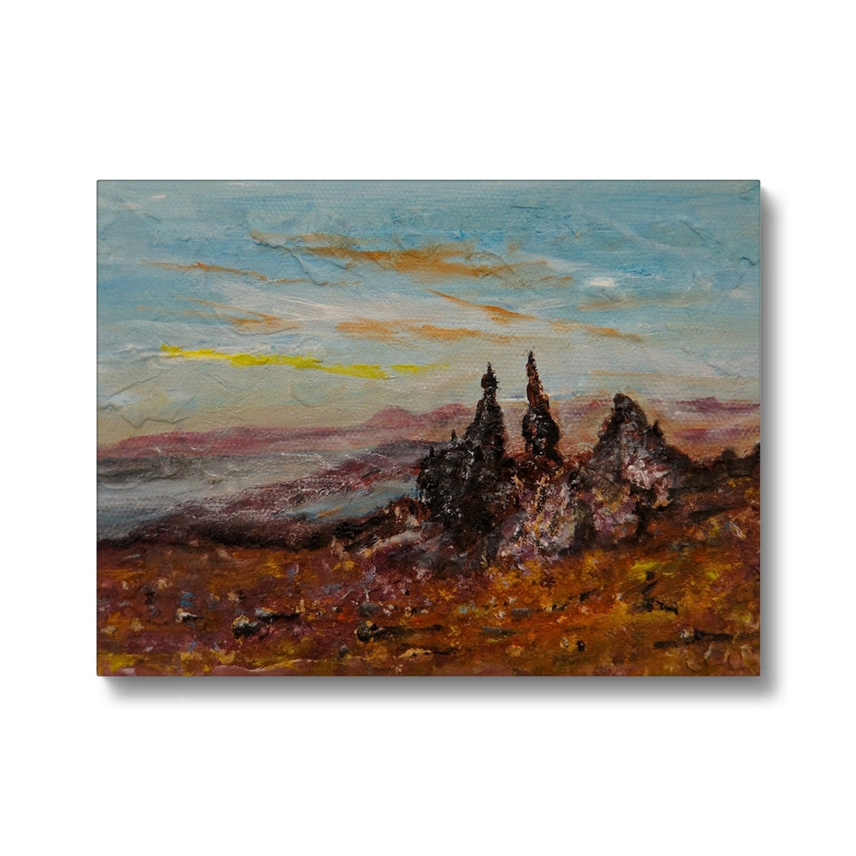The Storr Skye Painting | Canvas From Scotland-Contemporary Stretched Canvas Prints-Skye Art Gallery-16"x12"-Paintings, Prints, Homeware, Art Gifts From Scotland By Scottish Artist Kevin Hunter