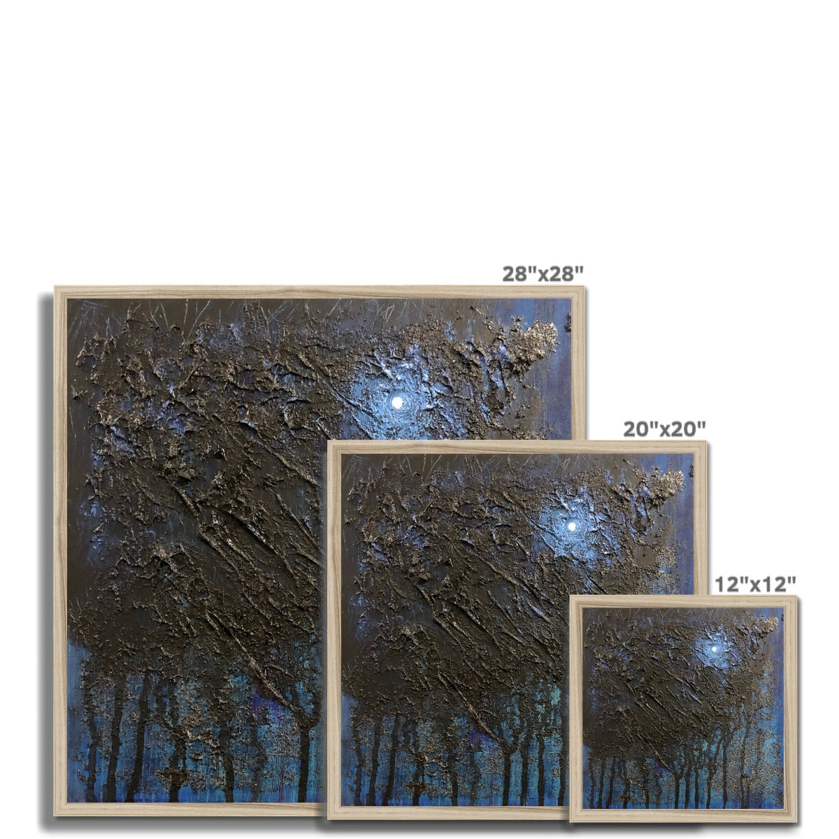 The Blue Moon Wood Abstract Painting | Framed Prints From Scotland-Framed Prints-Abstract & Impressionistic Art Gallery-Paintings, Prints, Homeware, Art Gifts From Scotland By Scottish Artist Kevin Hunter