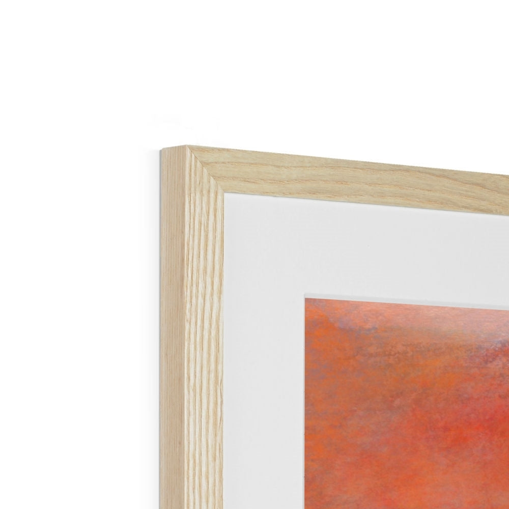 Framed Linlithgow Palace sunset print in light oak wood frame with white mat