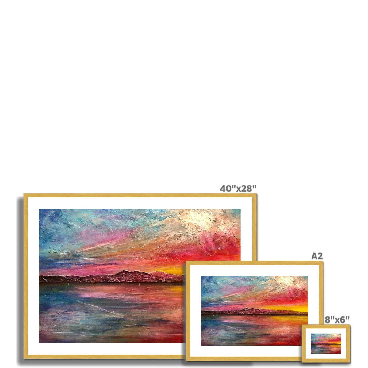 Arran Sunset ii Painting | Antique Framed & Mounted Prints From Scotland-Antique Framed & Mounted Prints-Arran Art Gallery-Paintings, Prints, Homeware, Art Gifts From Scotland By Scottish Artist Kevin Hunter