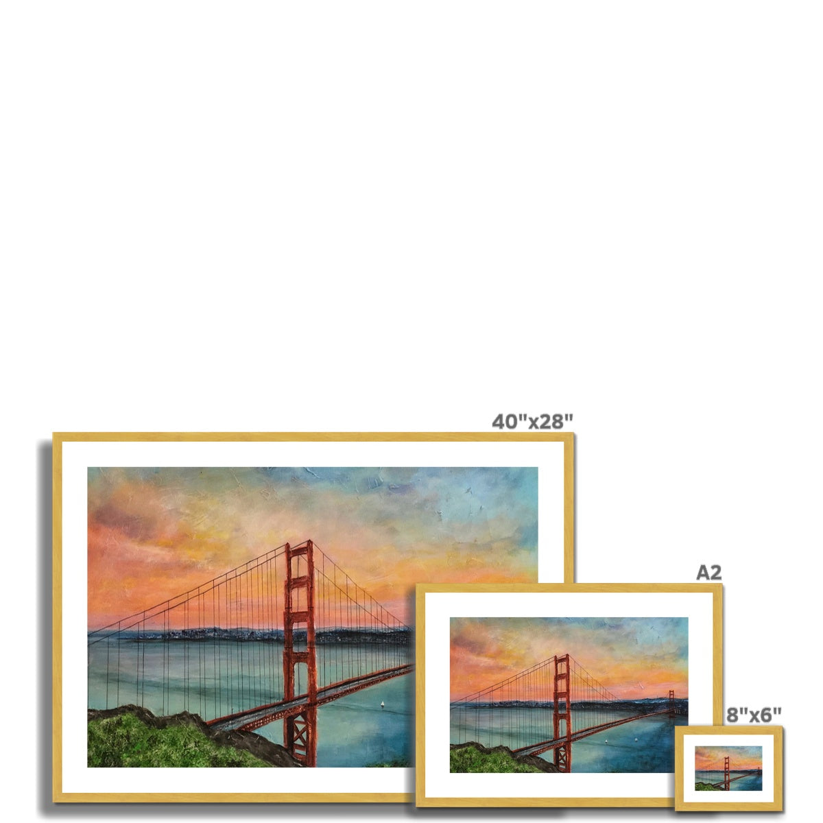 The Golden Gate Bridge Painting | Antique Framed & Mounted Prints From Scotland-Antique Framed & Mounted Prints-World Art Gallery-Paintings, Prints, Homeware, Art Gifts From Scotland By Scottish Artist Kevin Hunter