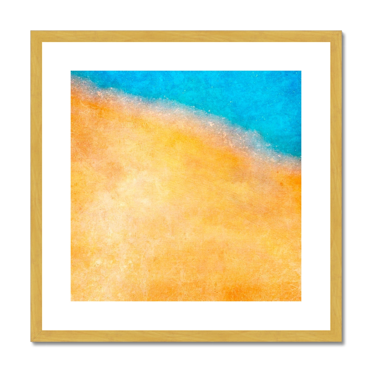 The Shoreline Abstract Painting | Antique Framed & Mounted Prints From Scotland-Antique Framed & Mounted Prints-Abstract & Impressionistic Art Gallery-20"x20"-Gold Frame-Paintings, Prints, Homeware, Art Gifts From Scotland By Scottish Artist Kevin Hunter