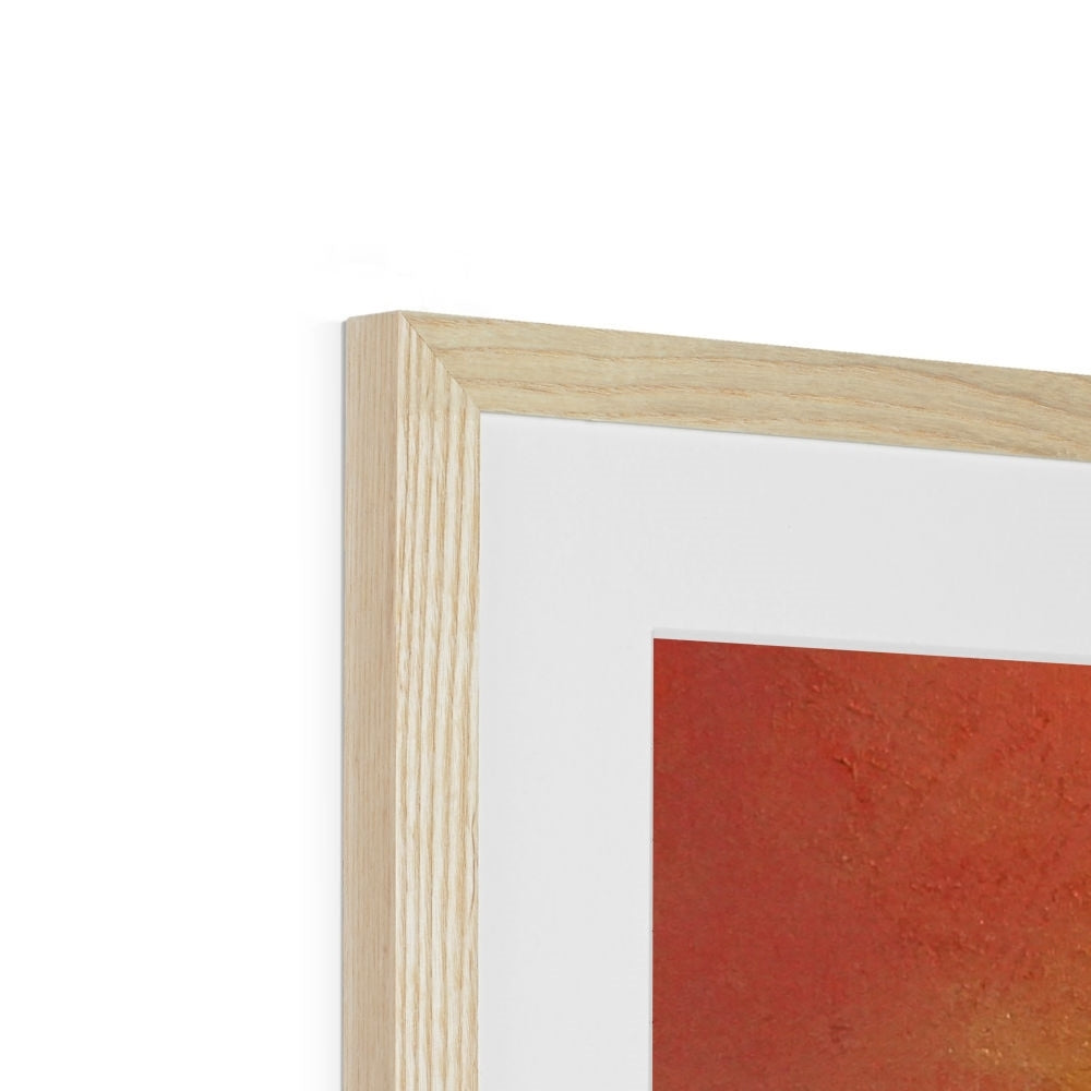 Madrid Dusk framed print: light wood frame with red orange abstract texture