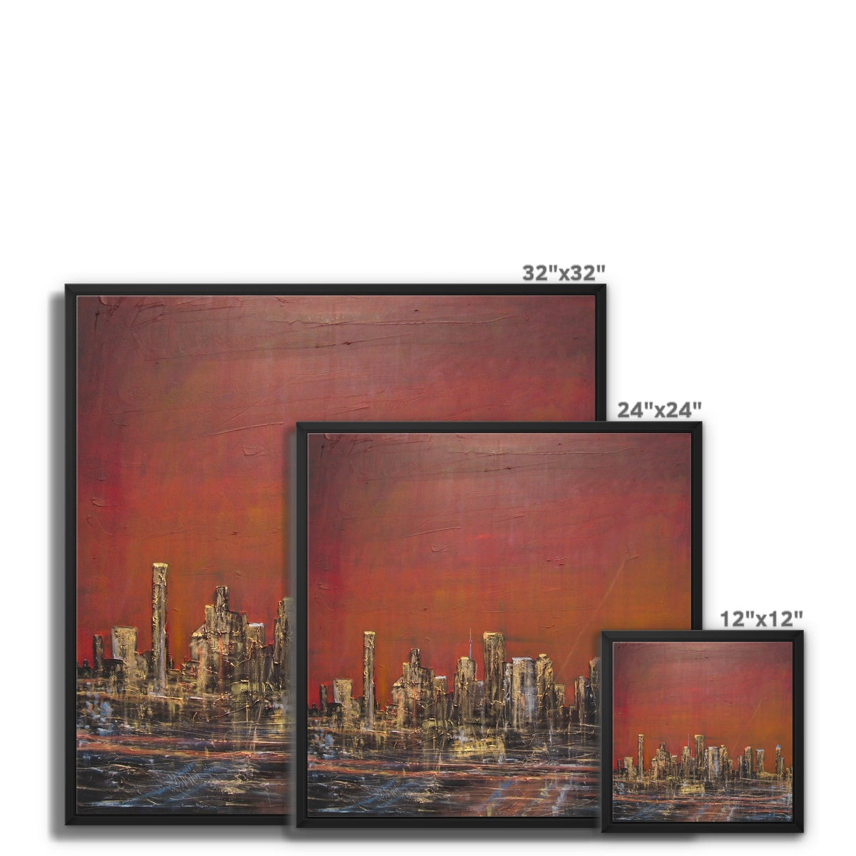 Houston Dusk Texas Painting | Framed Canvas From Scotland-Floating Framed Canvas Prints-World Art Gallery-Paintings, Prints, Homeware, Art Gifts From Scotland By Scottish Artist Kevin Hunter