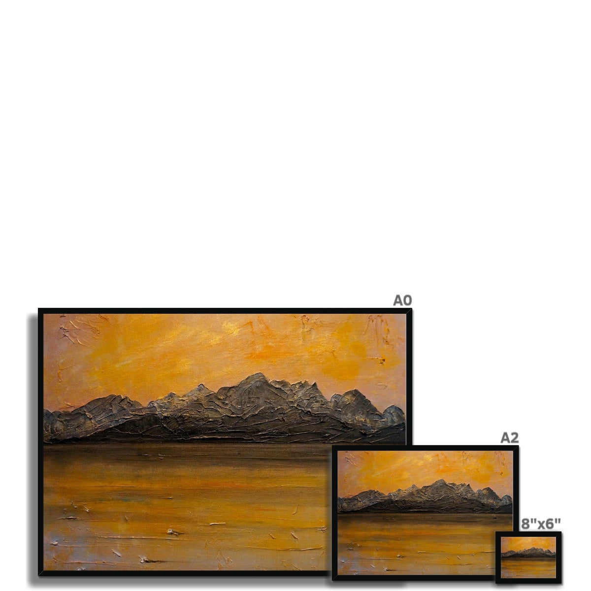 Cuillin Sunset Skye Painting | Framed Prints From Scotland-Framed Prints-Skye Art Gallery-Paintings, Prints, Homeware, Art Gifts From Scotland By Scottish Artist Kevin Hunter