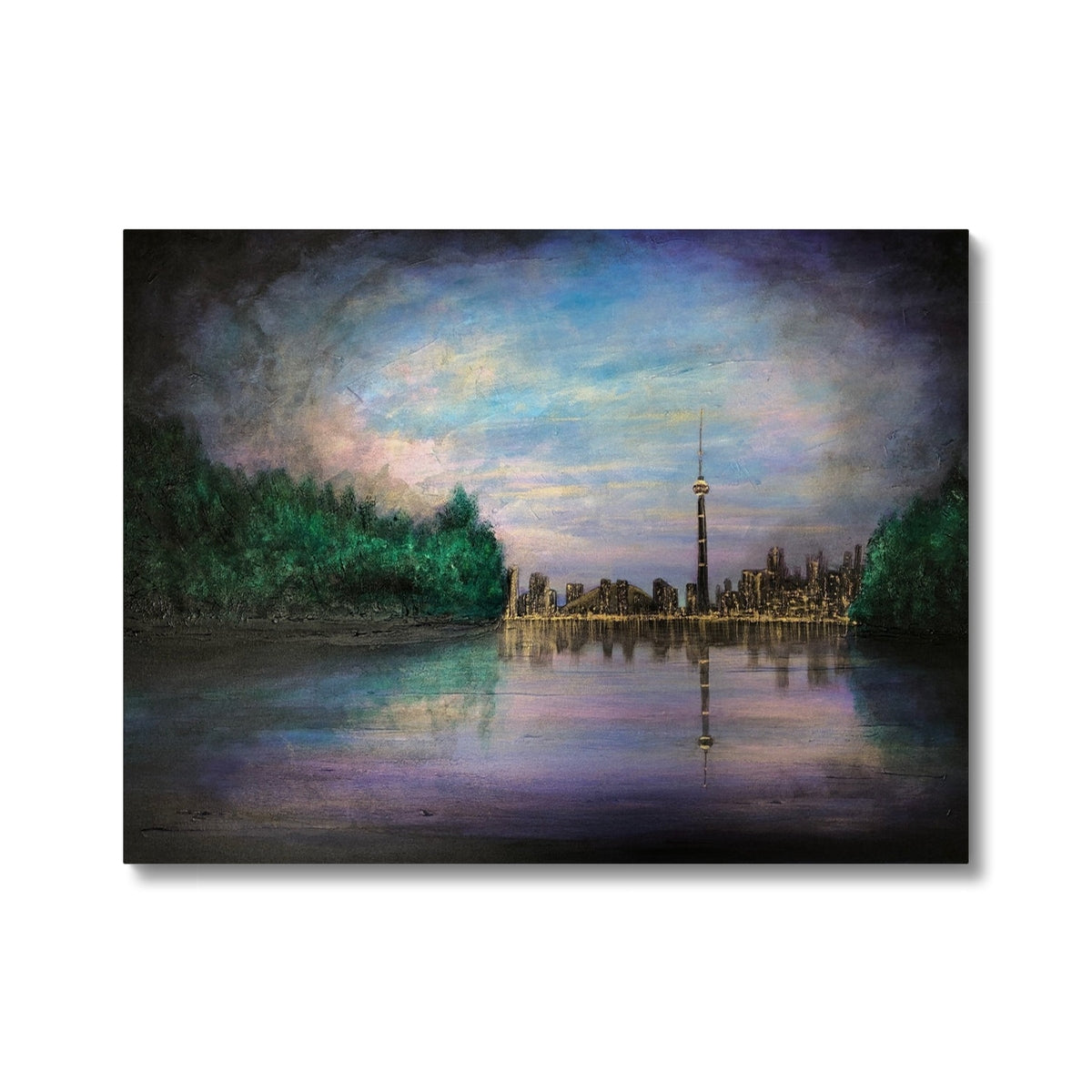 Toronto Last Light Painting | Canvas From Scotland-Contemporary Stretched Canvas Prints-World Art Gallery-24"x18"-Paintings, Prints, Homeware, Art Gifts From Scotland By Scottish Artist Kevin Hunter