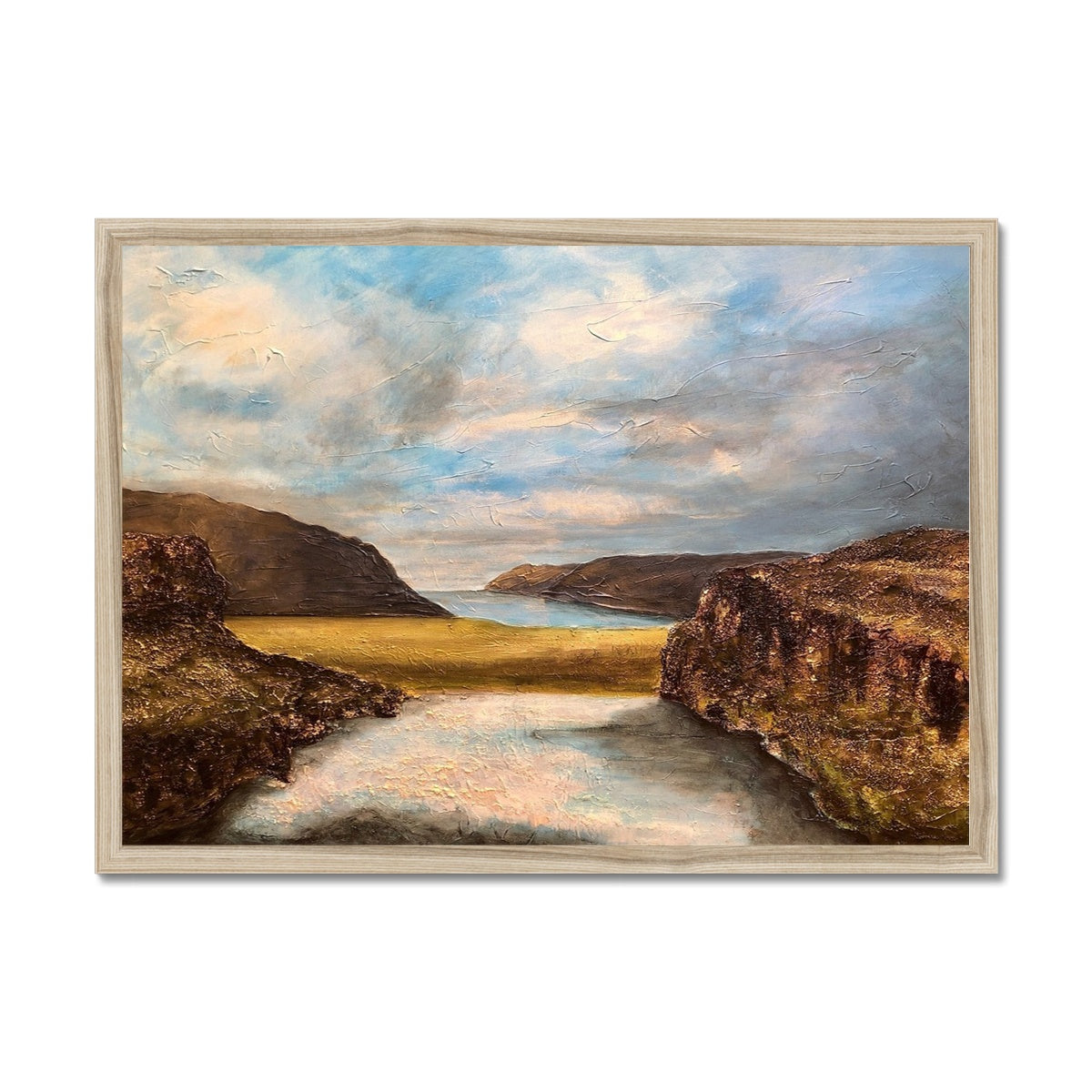 Westfjords Iceland Painting | Framed Prints From Scotland-Framed Prints-World Art Gallery-A2 Landscape-Natural Frame-Paintings, Prints, Homeware, Art Gifts From Scotland By Scottish Artist Kevin Hunter