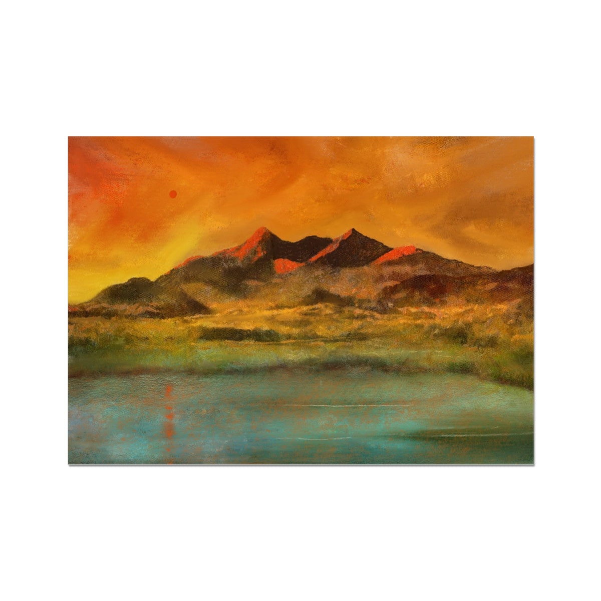 Skye Red Moon Cuilling Painting | Fine Art Prints From Scotland-Unframed Prints-Skye Art Gallery-A2 Landscape-Paintings, Prints, Homeware, Art Gifts From Scotland By Scottish Artist Kevin Hunter