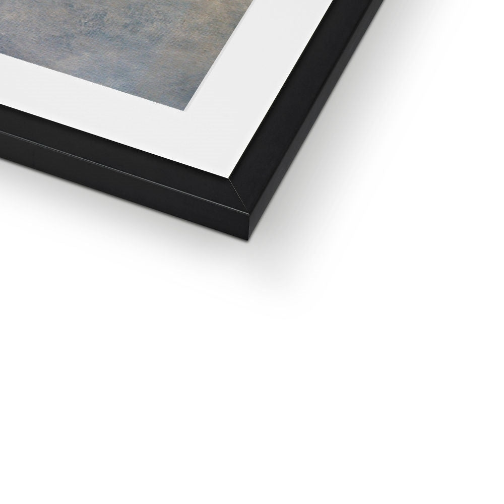Glasgow Docks in Mist abstract print in black matte frame with white mat